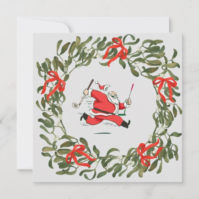 Carte Noël de golf avec le golf du Père Noël (Devant)