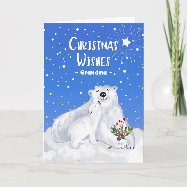 Carte Noël de grand-mère avec de mignons ours polaires (Devant)