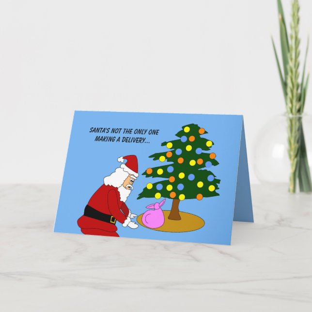 Carte Noël de la grossesse de vacances de père Noël (Devant)