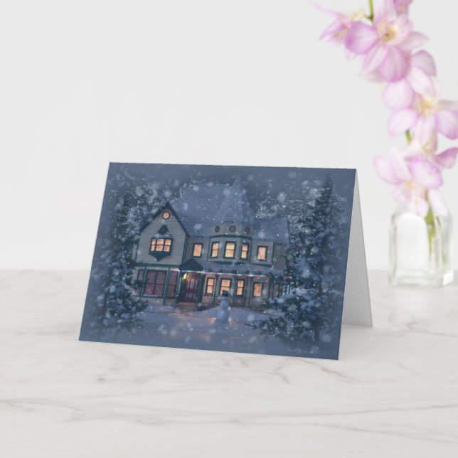 Carte Noël de la maison victorienne (Orchidée)