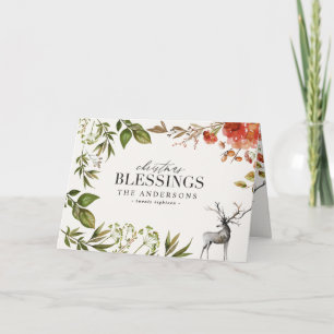 Carte Noël de photo de mâle de feuillage d'aquarelle