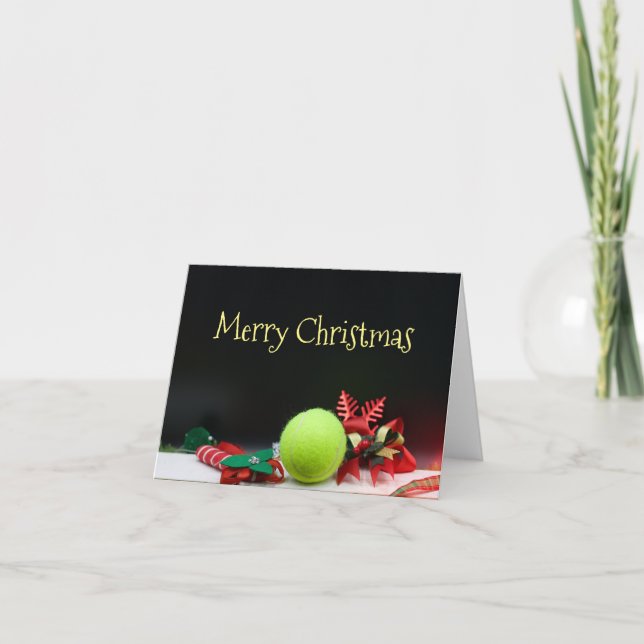 Carte Noël de tennis avec balle de tennis et flocon de n (Devant)