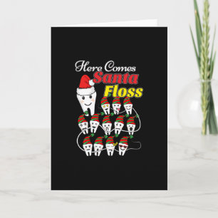 Carte Noël Dentiste - Père Noël Floss Xmas Pun