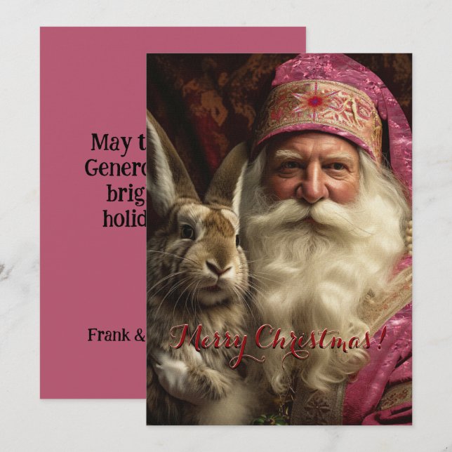 Carte Noël des Whiskers Pink Santa Claus (Devant / Derrière)