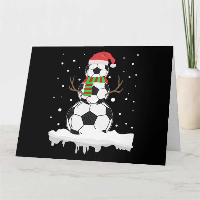 Carte Noël drôle ballon de football bonhomme de neige No (Devant)