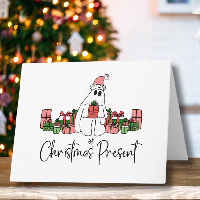 Carte Noël drôle et unique (Cute Modern Unique Humorous Ghost Of Christmas Card)