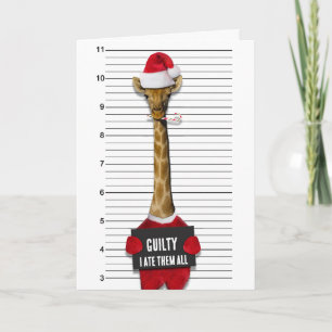 Carte Noël Drôle Mugshot Guilty Giraffe