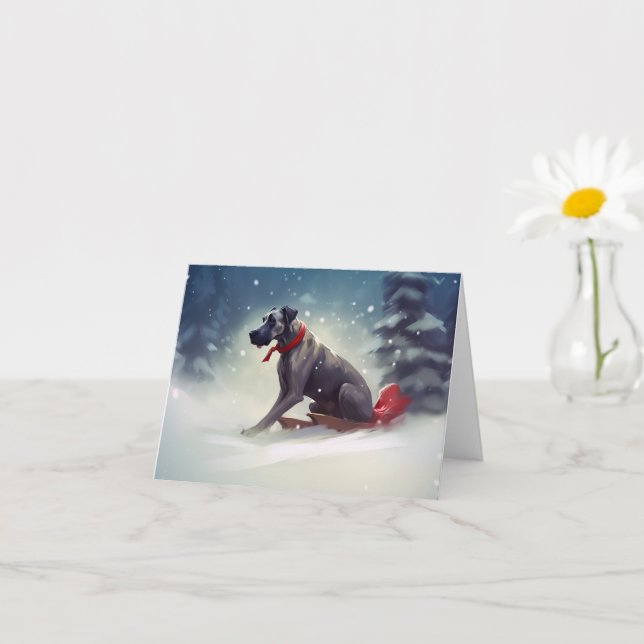 Carte Noël du Grand Danois (Petite plante)