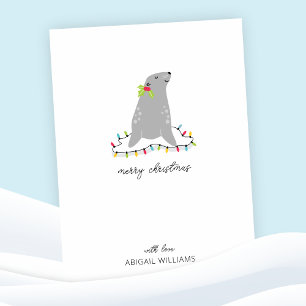 Carte Noël du joli phoque