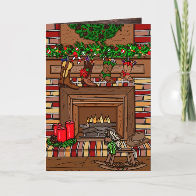 Carte Noël du pays | Cowboy Boot Stockings (Devant)