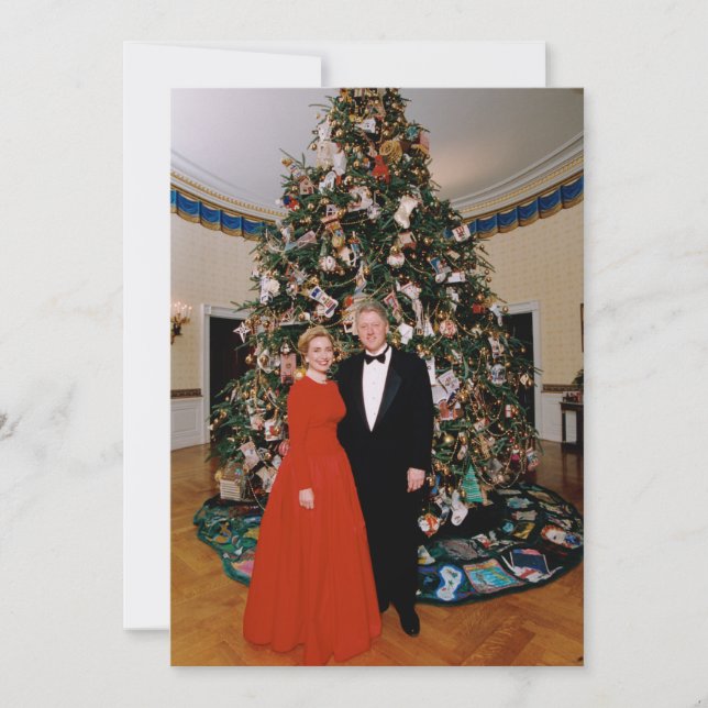 Carte Noël du président américain Bill Clinton et Hillar (Devant)