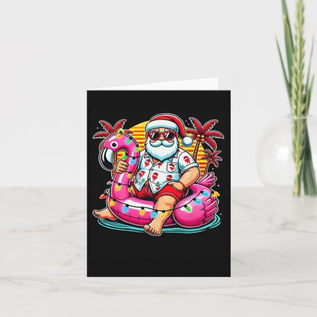 Carte Noël En Juillet Chemise Père Noël Flamant rose Flo (Devant)
