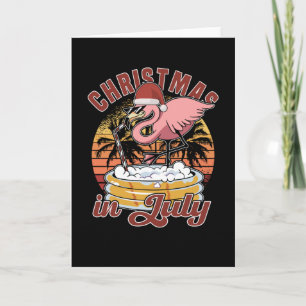 Carte Noël En Juillet Flamant rose Noël En Été