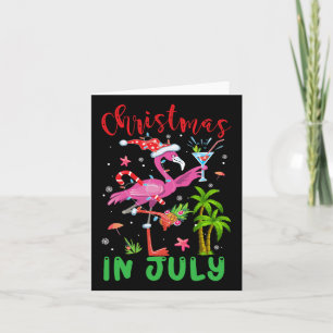 Carte Noël En Juillet Flamant rose Père Noël Summer Xmas
