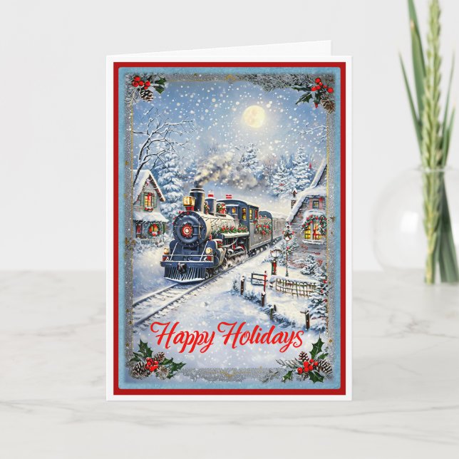 Carte Noël et l'ancienne Locomotive (Devant)