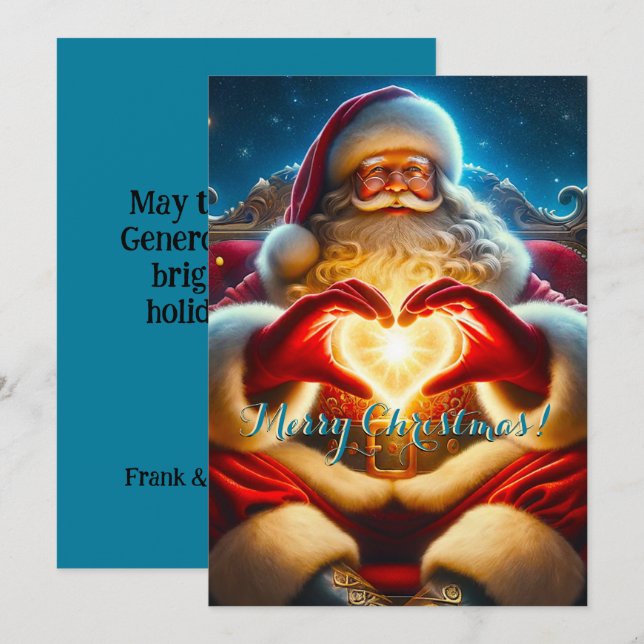 Carte Noël festif d'hiver de père Noël (Devant / Derrière)