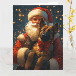 Carte Noël festif du Père Noël Malinois belge