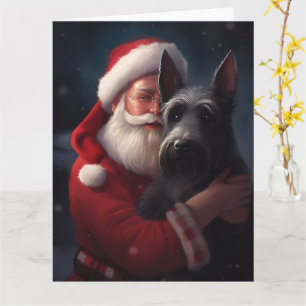 Carte Noël festif écossais du Terrier Santa Claus