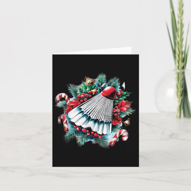 Carte Noël Festif Pour Les Amateurs De Badminton, Noël (Devant)