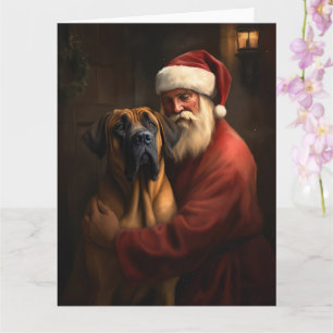 Carte Noël festif Rhodesian Ridgeback Santa Claus