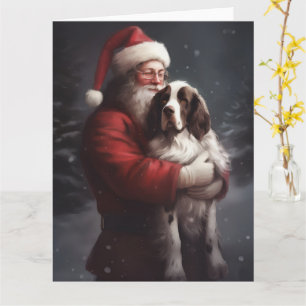 Carte Noël festif Springer Spaniel Santa Claus