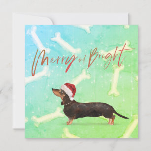 Carte Noël Fête Dachshund Chien Motif Salutation
