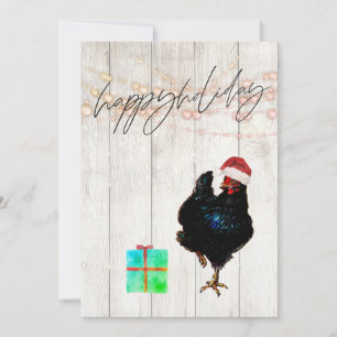 Carte Noël Fête du poulet Rooster Fun Salon