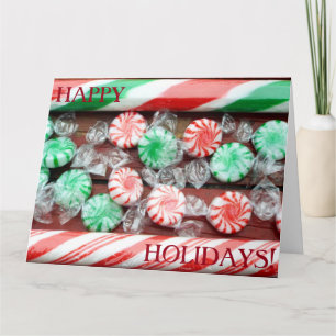 Carte Noël Fête Sucres de canne & bonbons durs