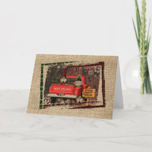 Carte Noël Gnome Sweet Gnome Camion Rouge Plaid Rustique
