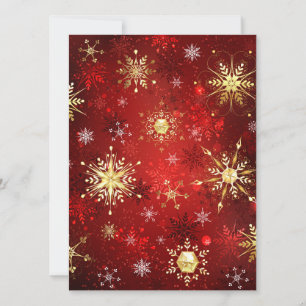 Carte Noël Golden Snowflakes sur Arrière - plan rouge