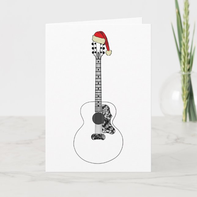 Carte Noël Guitare acoustique Art drôle Musique festive (Devant)