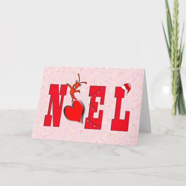 Carte Noel Heart Cute Crawfish/Lobster (Devant)