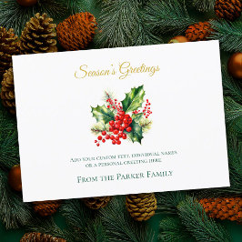 Carte Noël Holly Watercolor