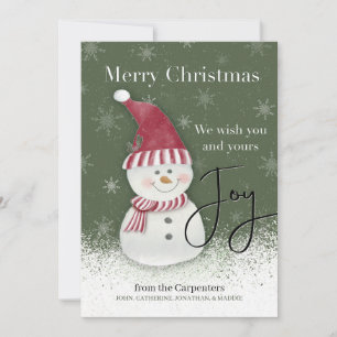 Carte Noël Joie Snowman Personnalisé