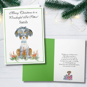 Carte Noël joyeux à la gardienne de chiens Terrier et La