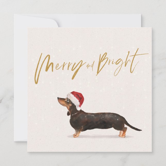 Carte Noël Joyeux chien Dachshund (Devant)