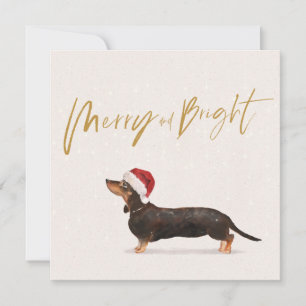 Carte Noël Joyeux chien Dachshund