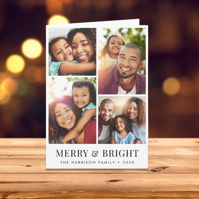 Carte Noël Joyeux Et Lumineux 4 Vacances Photo (Créateur téléchargé)