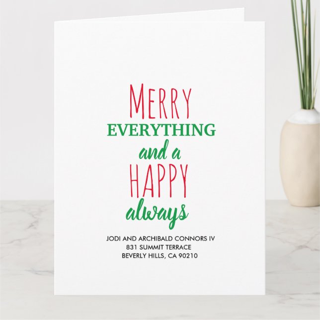 Carte Noël Joyeux Tout Joyeux Toujours Heureux (Devant)