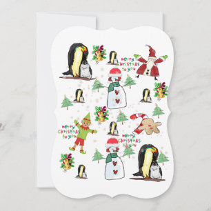 Carte Noël Joyeux vacances Appartement de voeux Pingouin