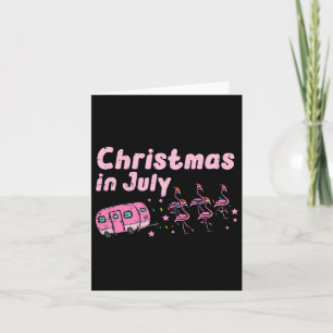Carte Noël Juillet Flamants roses Camper Trailer Xmas Gi