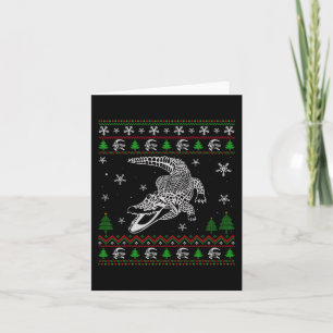 Carte Noël laid pour les amoureux de l'alligator amusant