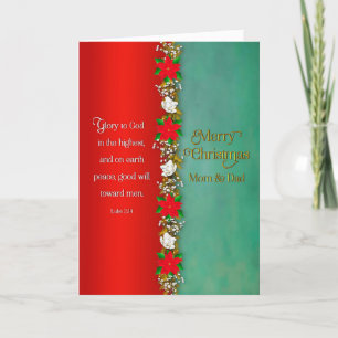 Carte Noël Maman & Papa Red Poinsettias dans Garland