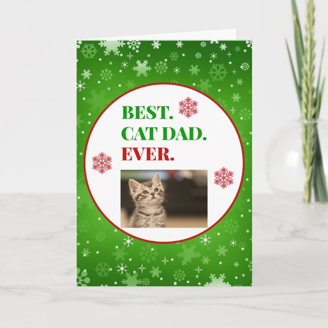 Carte Noël Meilleur Chat Papa Jamais Photo (Devant)