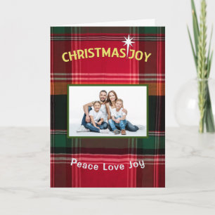 Carte Noël moderne Joie Paix Amour Famille Photo