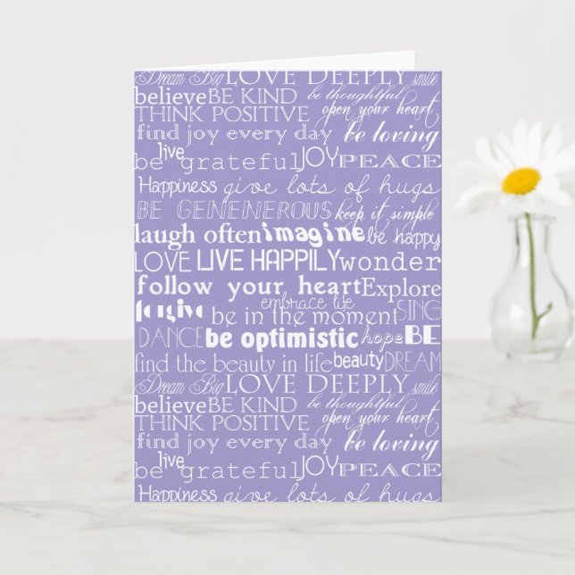 Carte Noël Mots Inspirants Violet Blanc (Petite plante)