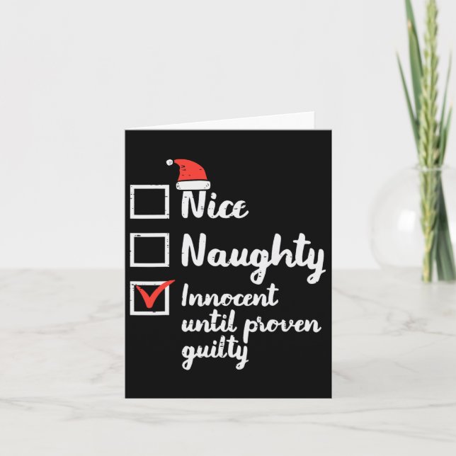 Carte Noël Nice Naughty Innocent Jusqu'À La Culpabilité  (Devant)