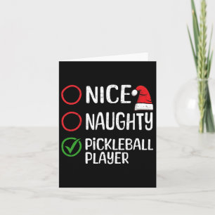 Carte Noël Nice Naughty Pickleball Player Liste de Noël