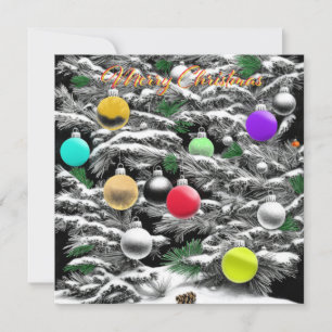 Carte  Noël noir et blanc et couleurs