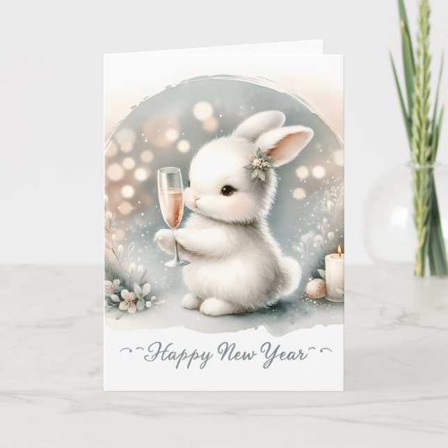 Carte Noël Nouvel An Lapin d'hiver (Devant)